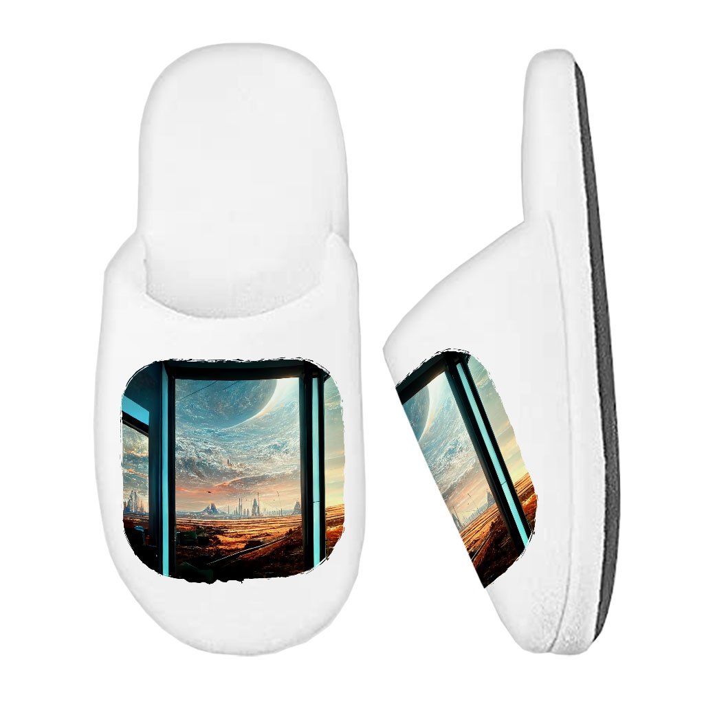 Futuristic City Night Art Memory Foam Slippers – Future World Slippers