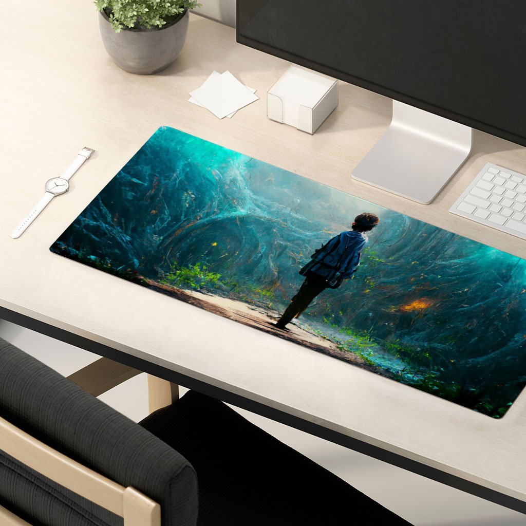 Dream World Fantasy Art Desk Mat – Nature Desk Pad – Landscape Laptop Desk Mat