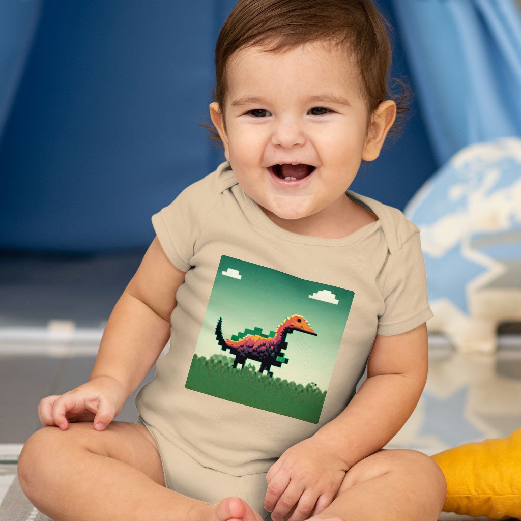 Cute Dinosaur Baby Jersey Onesie – Retro Baby Onesie – Pixel Baby One-Piece