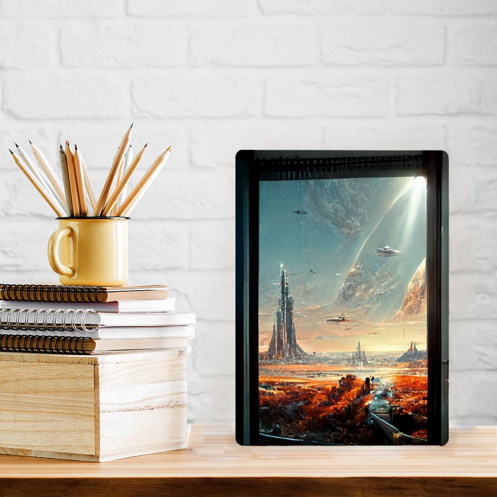 City Outer Space Concept Art Metal Photo Prints – Cityscape Decor Picture