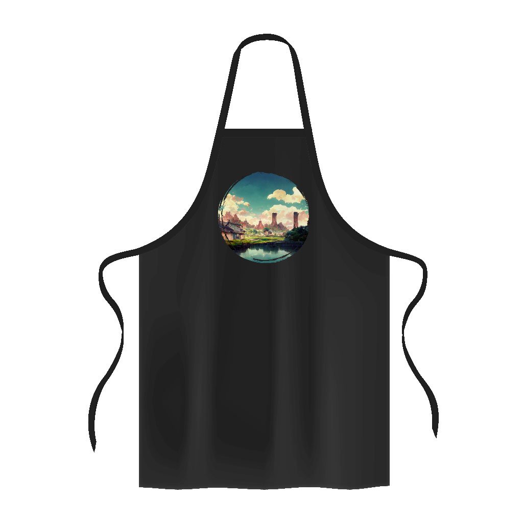 Anime City Concept Art Apron - Landscape Cooking Apron - Nature Apron for Women
