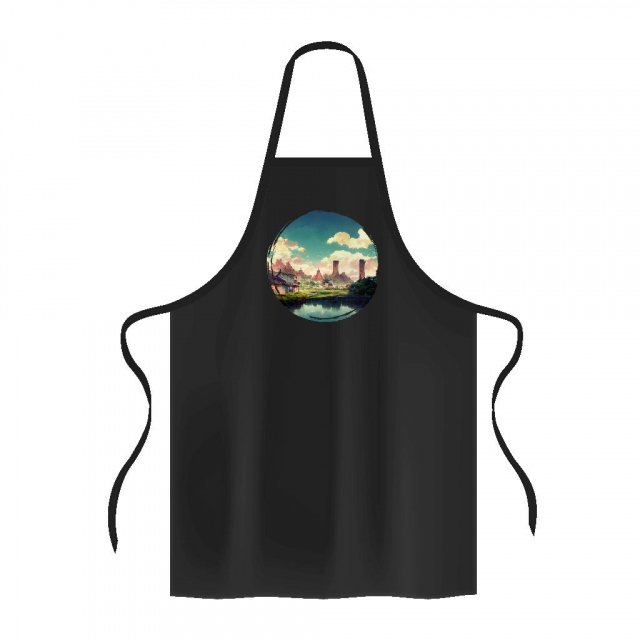 Anime City Concept Art Apron - Landscape Cooking Apron - Nature Apron for Women