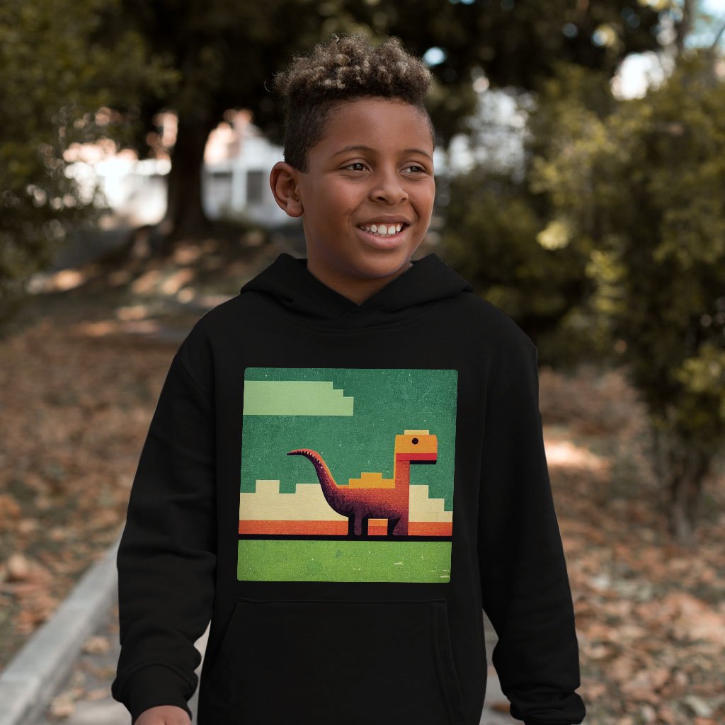 Dino Pixel Art Kids’ Sponge Fleece Hoodie – Dinosaurs Kids’ Hoodie