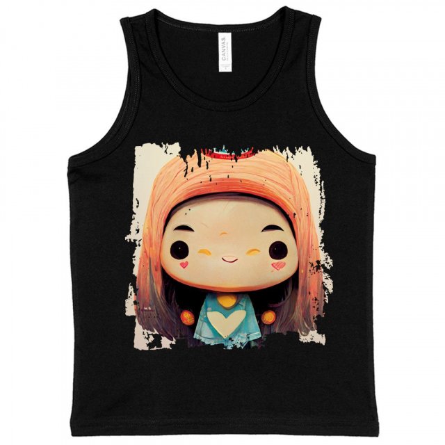 Cute Anime Girl Print Kids’ Jersey Tank – Kawaii Sleeveless T-Shirt