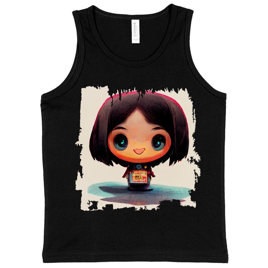 Japanese Young Cute Girl Kids’ Jersey Tank – Kawaii Sleeveless T-Shirt