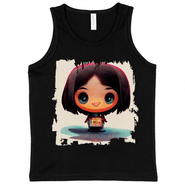 Japanese Young Cute Girl Kids’ Jersey Tank – Kawaii Sleeveless T-Shirt