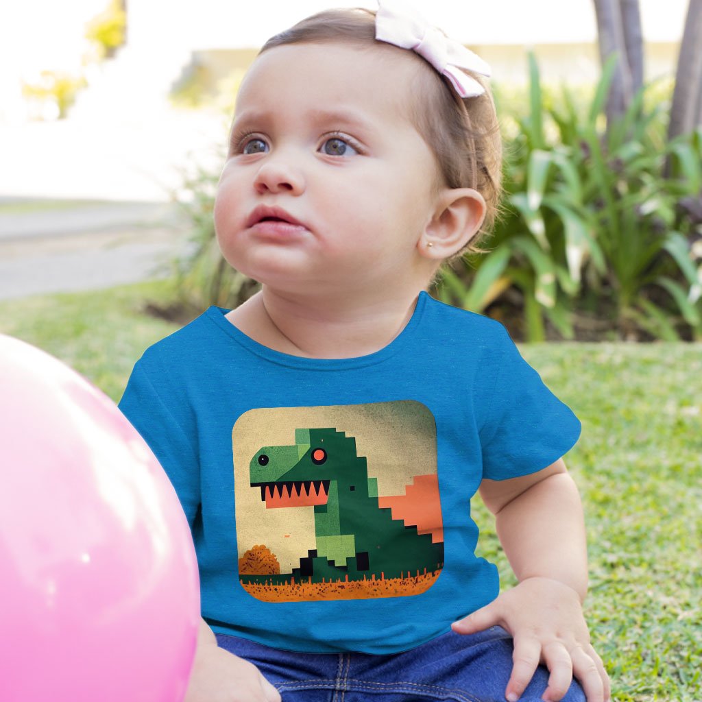 Dinosaurs Pixel Art Baby Jersey T-Shirt – Dino Baby T-Graphic T | Dino Baby Bibs