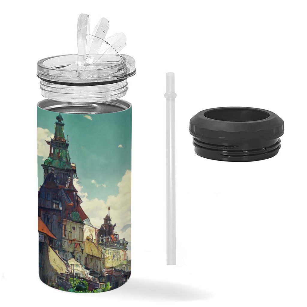 City Landscape Cartoon Art Insulated Slim Can Cooler | Shopamericaio