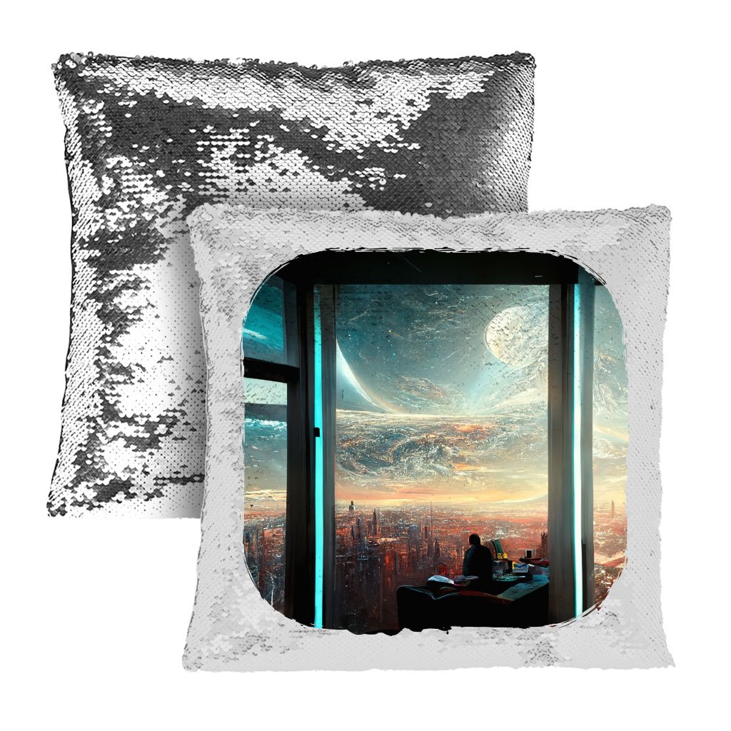 Futuristic City Art Sequin Pillow Case – Cityscape Pillowcase | Shopamericaio