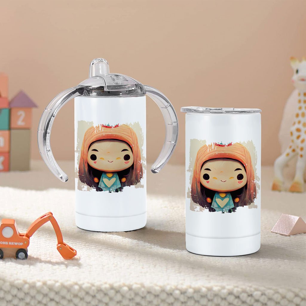 Cute Anime Girl Print Sippy Cup – Kawaii Baby Sippy Cup – Japanese Sippy Cup