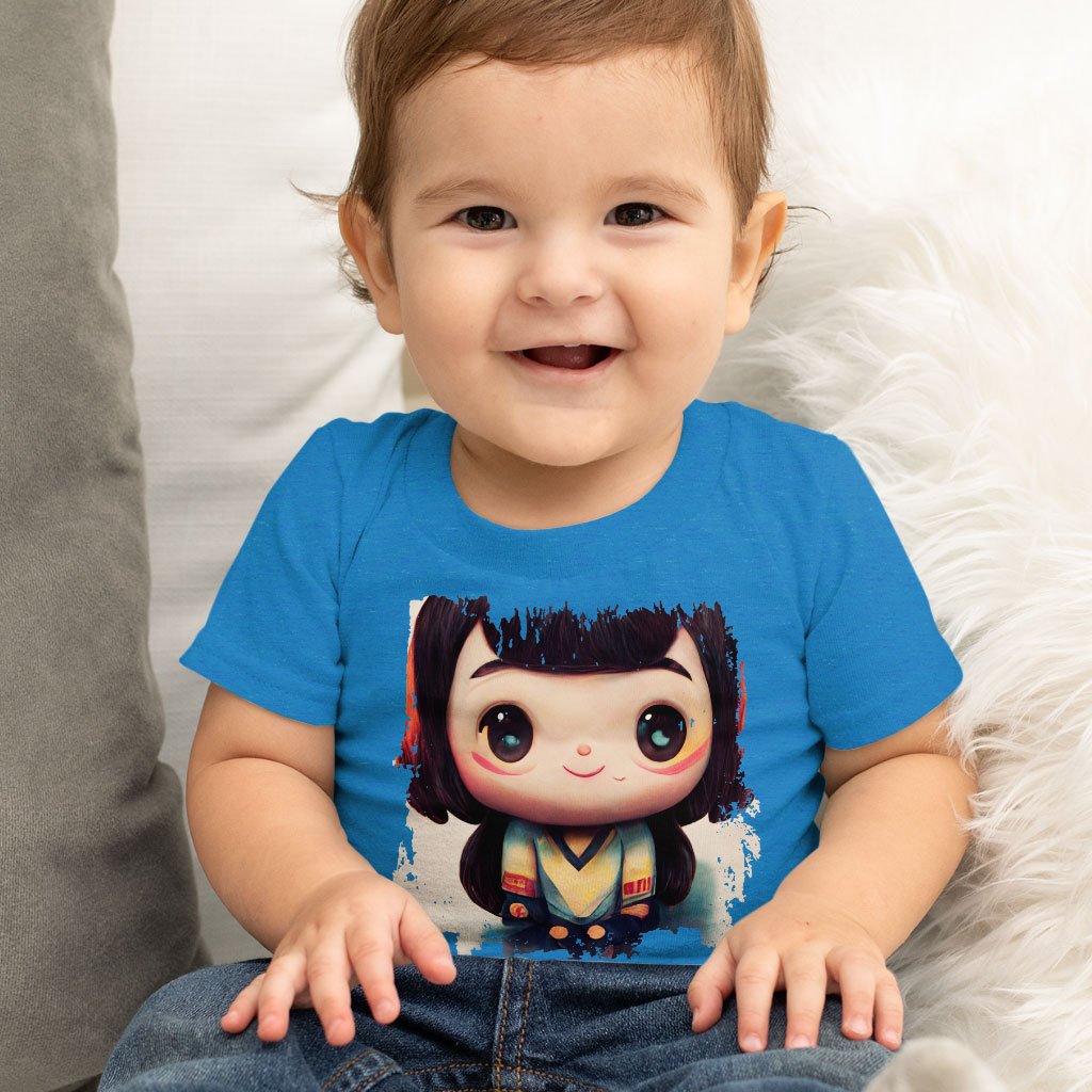 Anime Girl Smiling Baby Jersey T-Shirt – Anime Print Baby T-Cute T