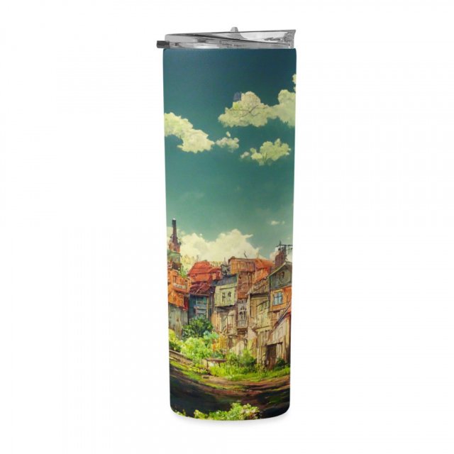 City Pop Anime Print 20oz Skinny Tumbler – Art Travel Mug | African Style Mug