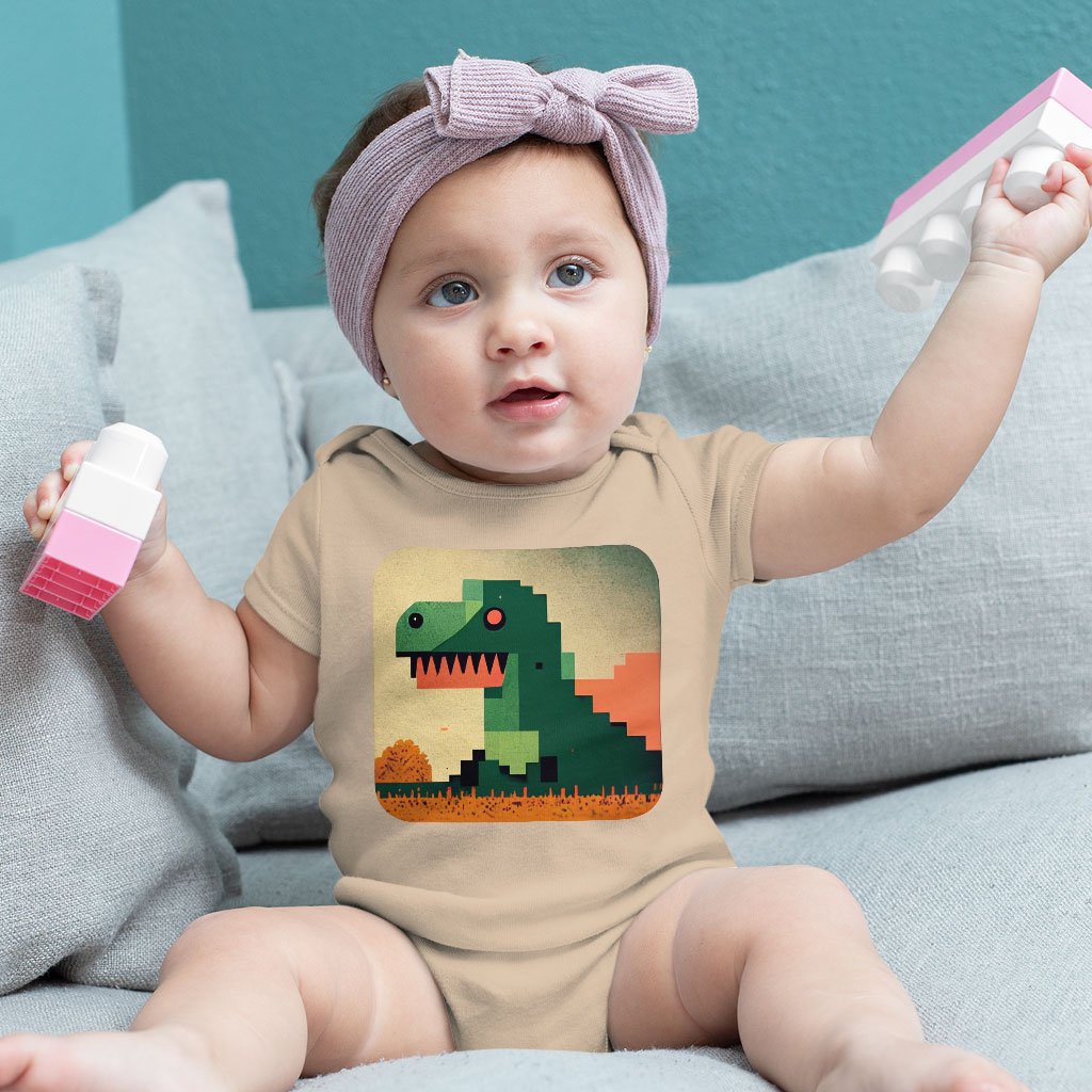 Dinosaurs Pixel Art Baby Jersey Onesie – Dino Baby Onesie | Shopamericaio