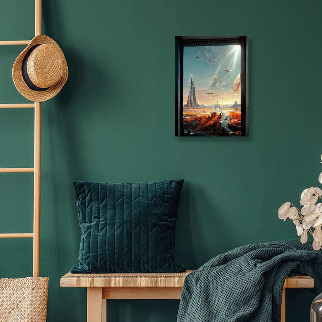 City Outer Space Concept Art Wall Picture – Cityscape Stretched Canvas