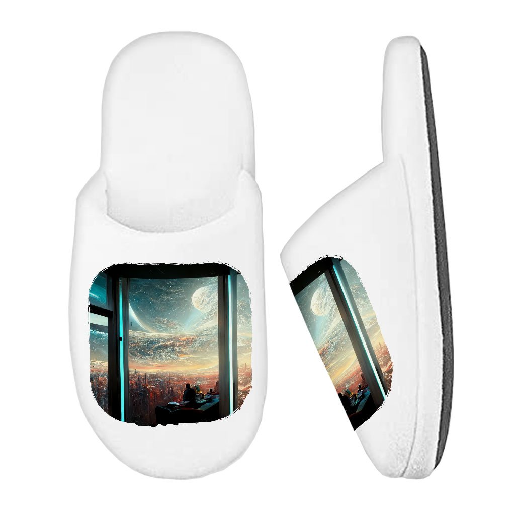 Futuristic City Art Memory Foam Slippers – Space City Slippers | Shopamericaio
