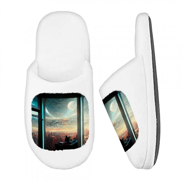 Futuristic City Art Memory Foam Slippers – Space City Slippers | Shopamericaio