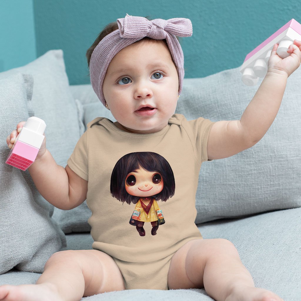 Kawaii Anime Face Baby Jersey Onesie – Cute Baby Onesie | Dino Pixel Art Puzzles