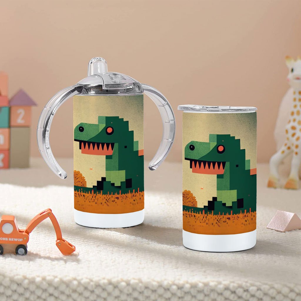 Dinosaurs Pixel Art Sippy Cup – Dino Baby Sippy Cup – Graphic Sippy Cup