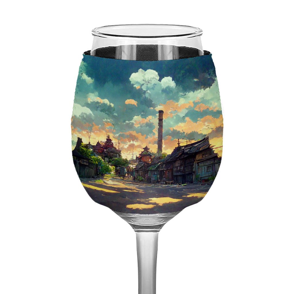 Cartoon City Concept Art Wine Glass Sleeve – Anime Sleeves for Wine Glass