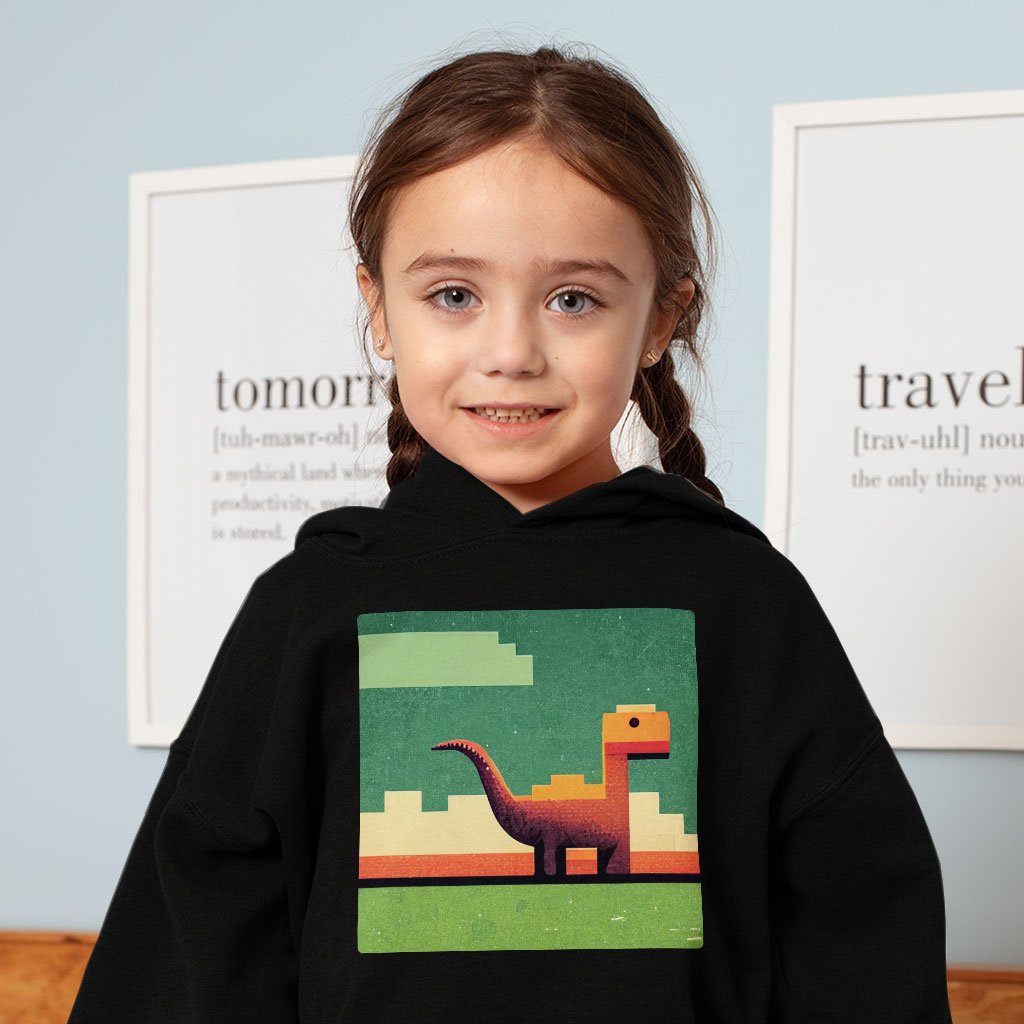 Dino Pixel Art Toddler Hoodie – Dinosaurs Toddler Hooded Sweatshirt