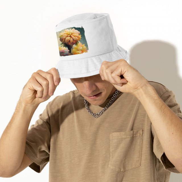 Yellow Dahlia Flower Bucket Hat – Flower Hat – Nature Bucket Hat