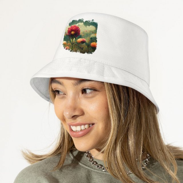 Flower Dahlia Bucket Hat - Nature Hat - Colorful Bucket Hat - Image 3