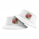 Pink Dahlia Flower Bucket Hat - Painted Hat - Graphic Bucket Hat - Image 2