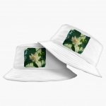 White Dahlia Flower Bucket Hat - Art Hat - Printed Bucket Hat