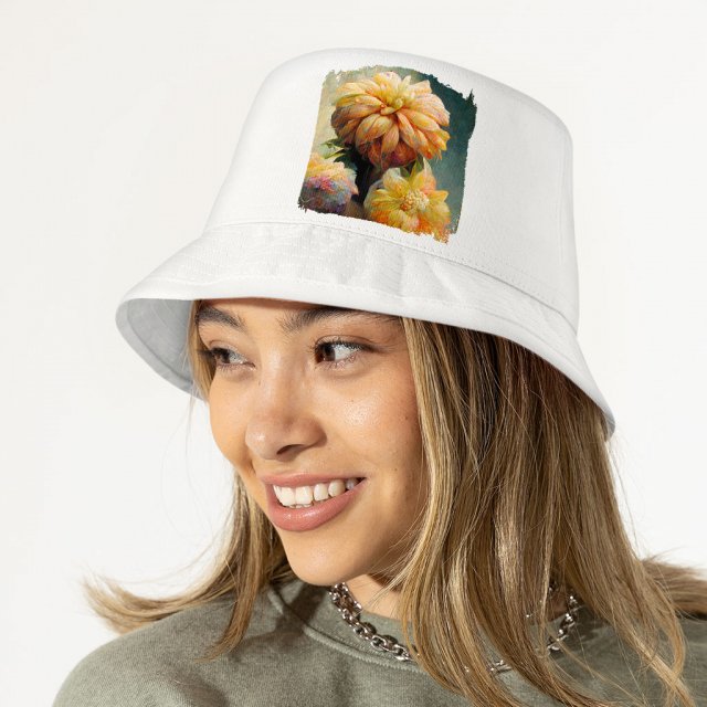 Yellow Dahlia Flower Bucket Hat - Flower Hat - Nature Bucket Hat - Image 3