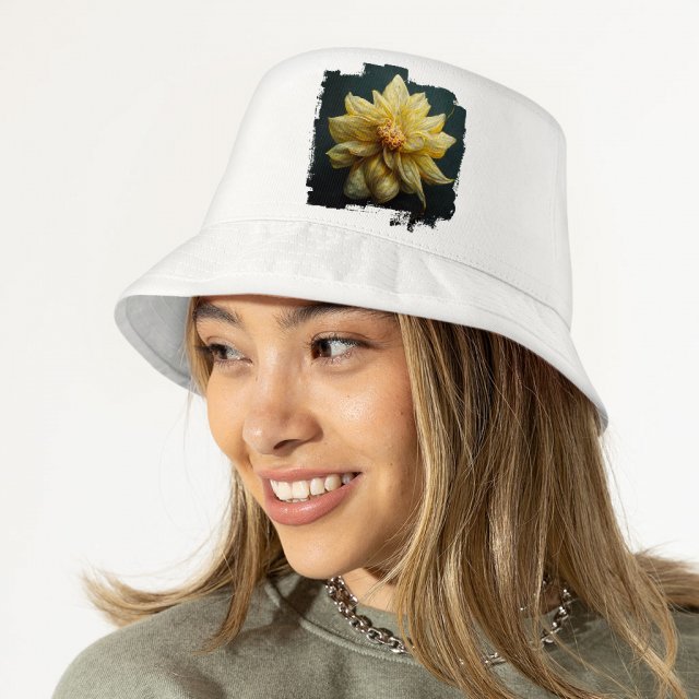 Dahlia Flower with Leaves Bucket Hat - Botanical Hat - Colorful Bucket Hat - Image 3