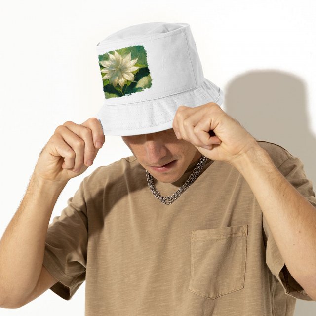 Artificial Dahlia Flower Bucket Hat – Flower Hat – Printed Bucket Hat