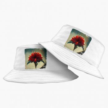 Red Dahlia Flower Bucket Hat – Art Hat – Graphic Bucket Hat