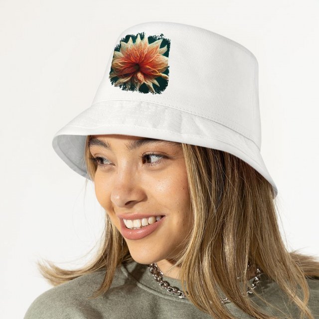 Dahlia Flower Bucket Hat – Flower Hat – Printed Bucket Hat