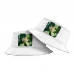 White Dahlia Flower Bucket Hat - Art Hat - Printed Bucket Hat - Image 2