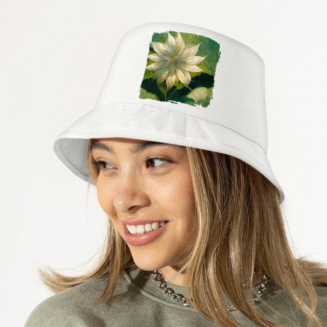 Artificial Dahlia Flower Bucket Hat – Flower Hat – Printed Bucket Hat