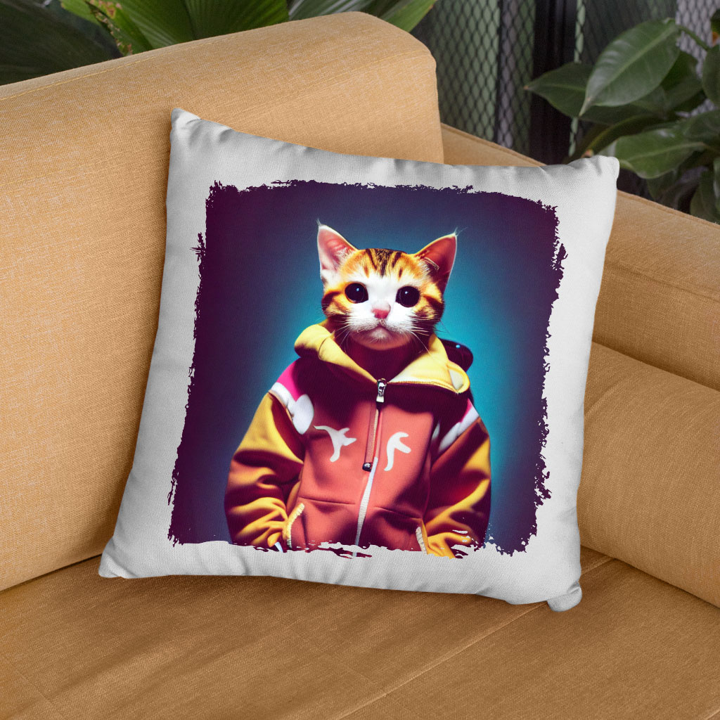 Funny Cat In Clothes Square Pillow Cases – Colorful Art Pillow Covers