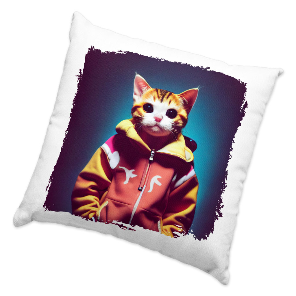 Funny Cat In Clothes Square Pillow Cases – Colorful Art Pillow Covers