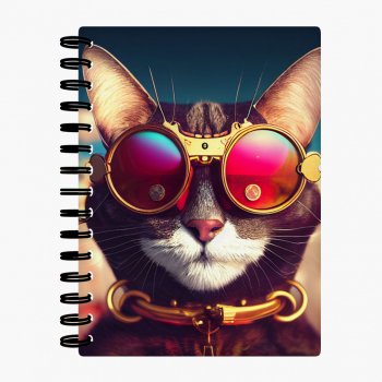 Cool Cat With Glasses Journal – Cat Print Notebook – Cute Journal