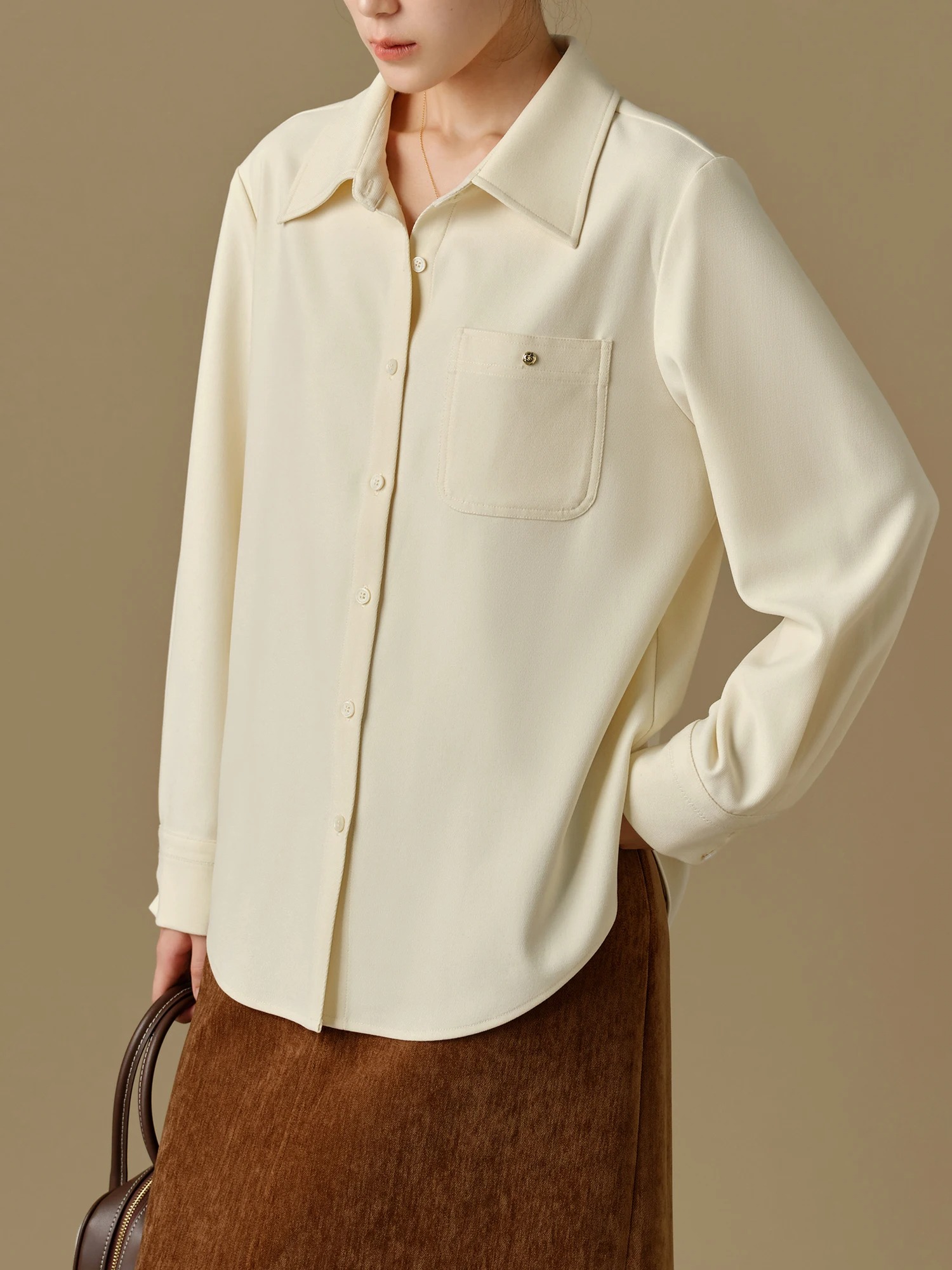 Women’s Winter Flannel Polo Neck Long Sleeve Blouse Shirt Coat - Image 4