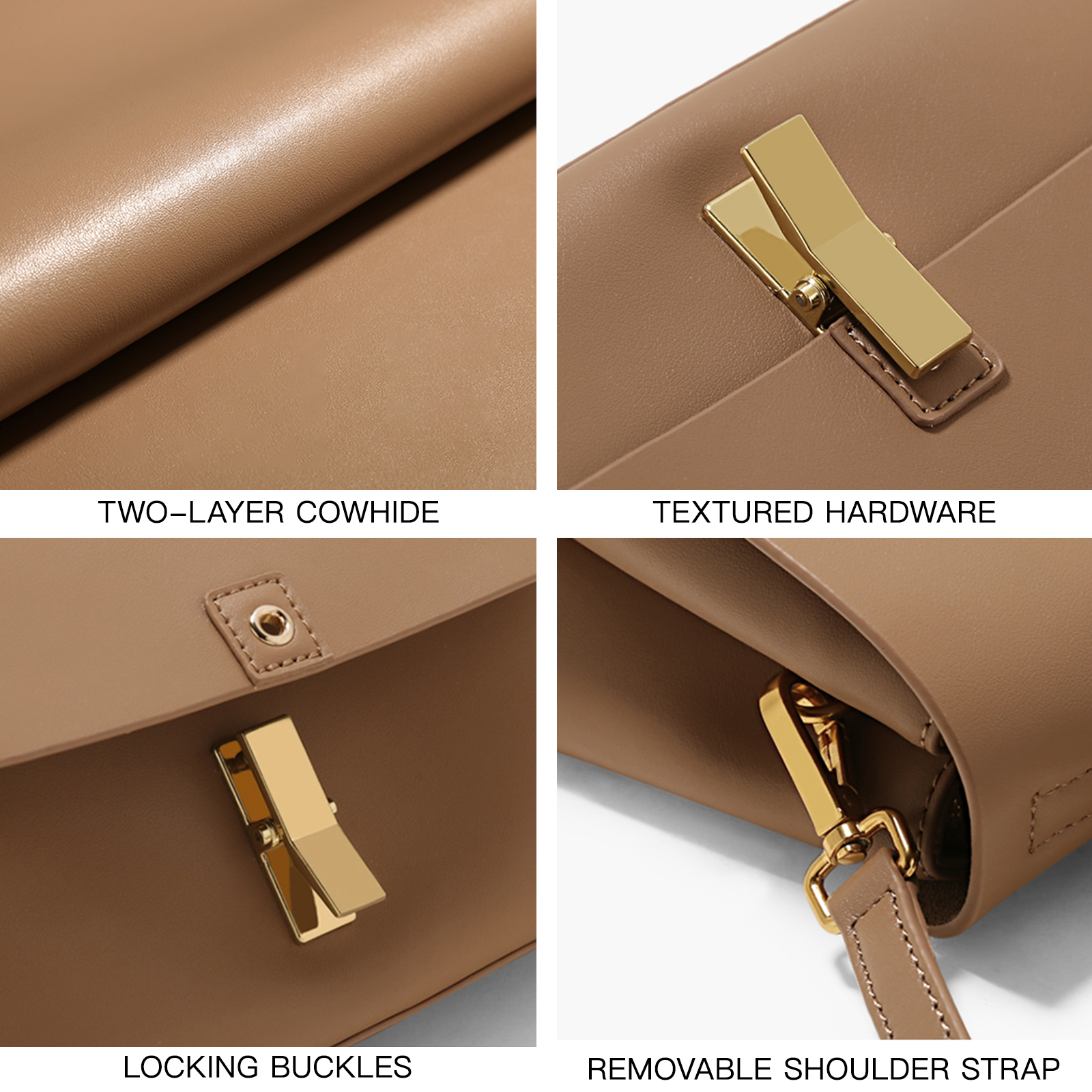 Vintage Cowhide Handbag with Adjustable Strap for Women - Image 6
