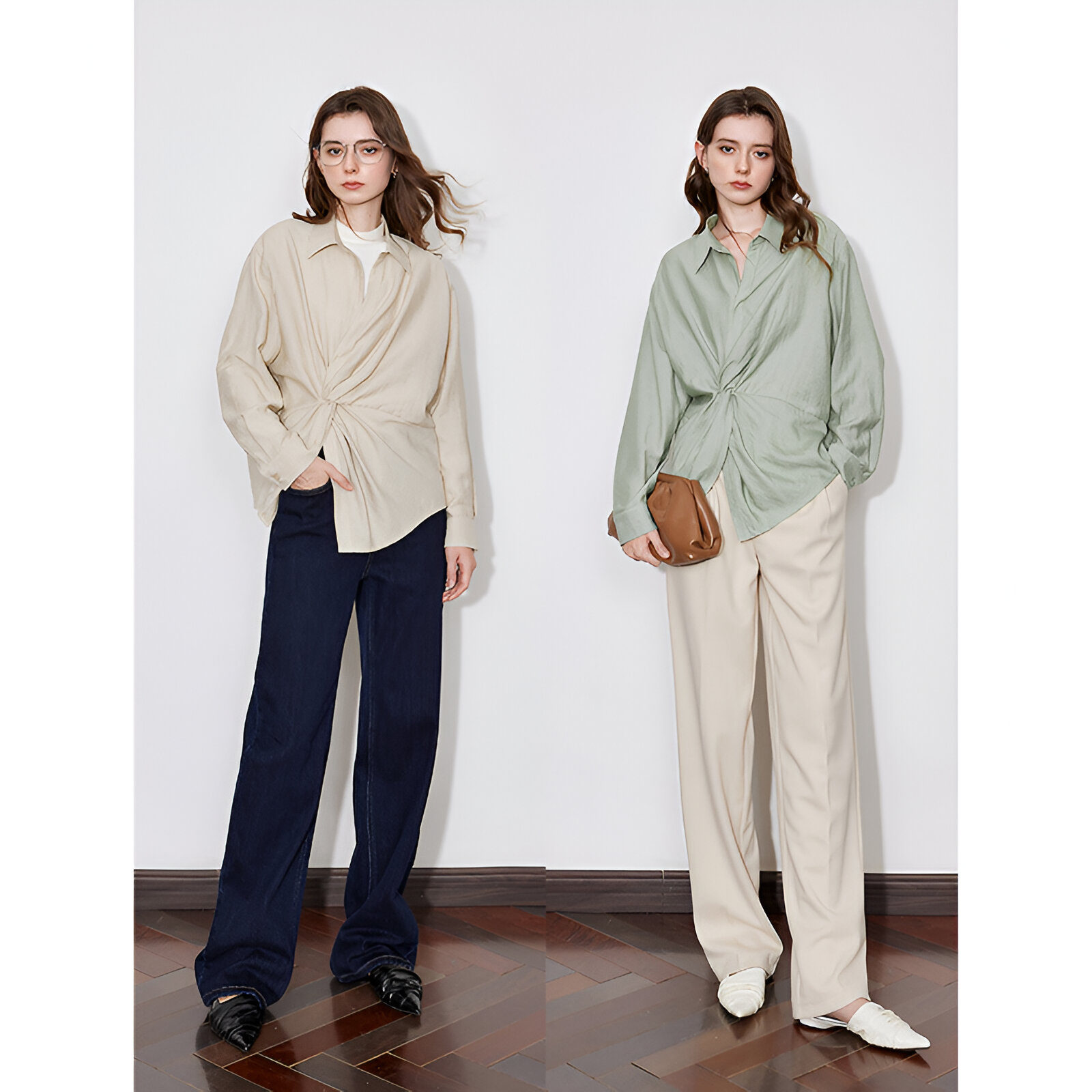 Women’s Linen Twisted Design Blouse Shirt - Image 5