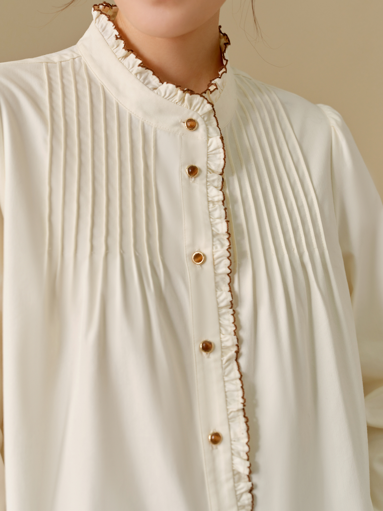 Plus Size Women’s Artistic Retro Cotton Shirt with Fungus Edge - Image 4