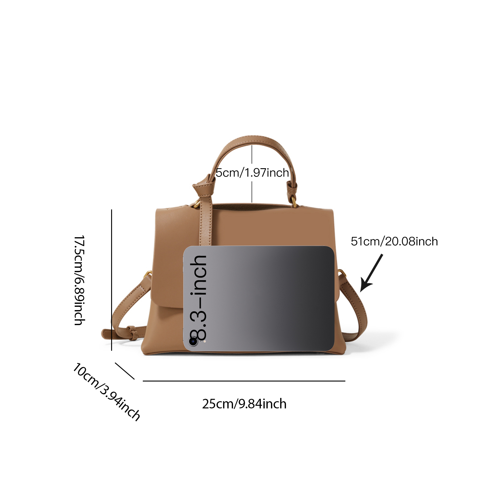 Vintage Cowhide Handbag with Adjustable Strap for Women - Image 5
