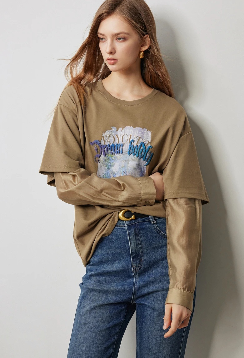 Women’s Casual Loose Embroidered Floral T-Shirt with O-Neck - Image 8