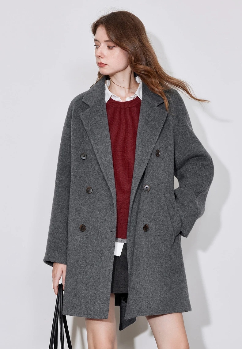 Elegant Double-Breasted Wool Coat for Women - Image 2