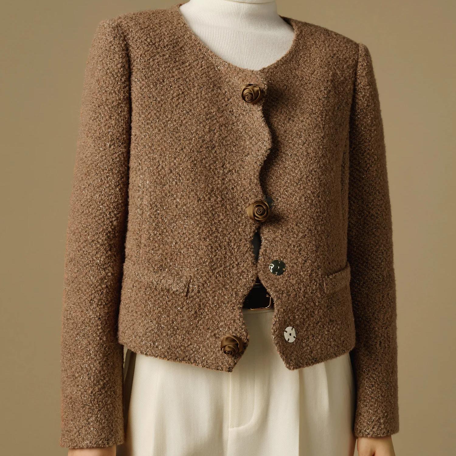 Elegant Winter Wool-Blend Short Coat for Women
