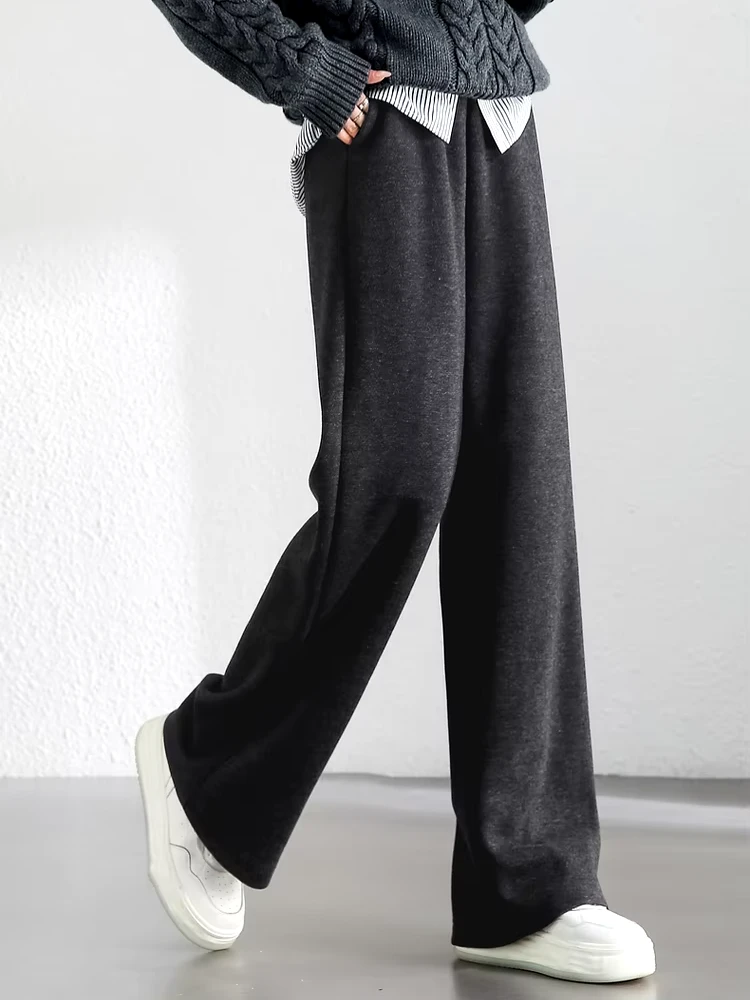 Women's High-Waisted Wool Knit Straight Pants - Image 6