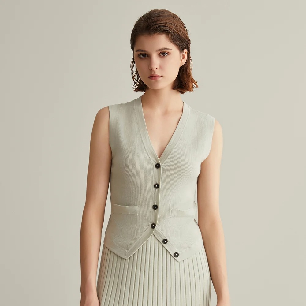 Women's Merino Wool & Silk Knit Vest