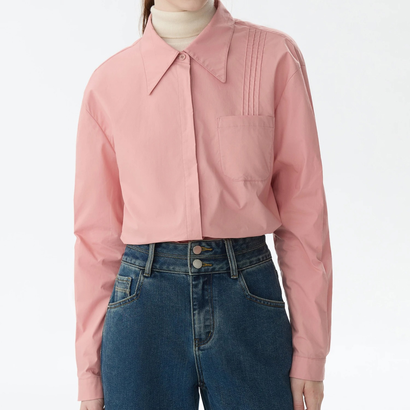 Cotton Polo Neck Blouse