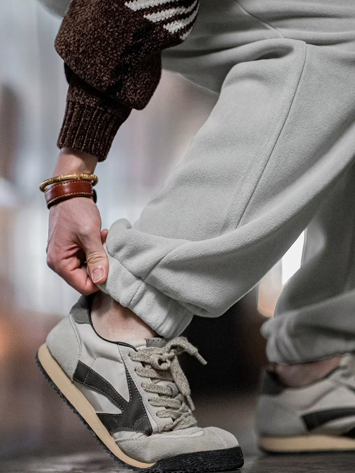 Fleece-Lined Casual Sweatpants with Cuffed Elastic Waist - Image 4